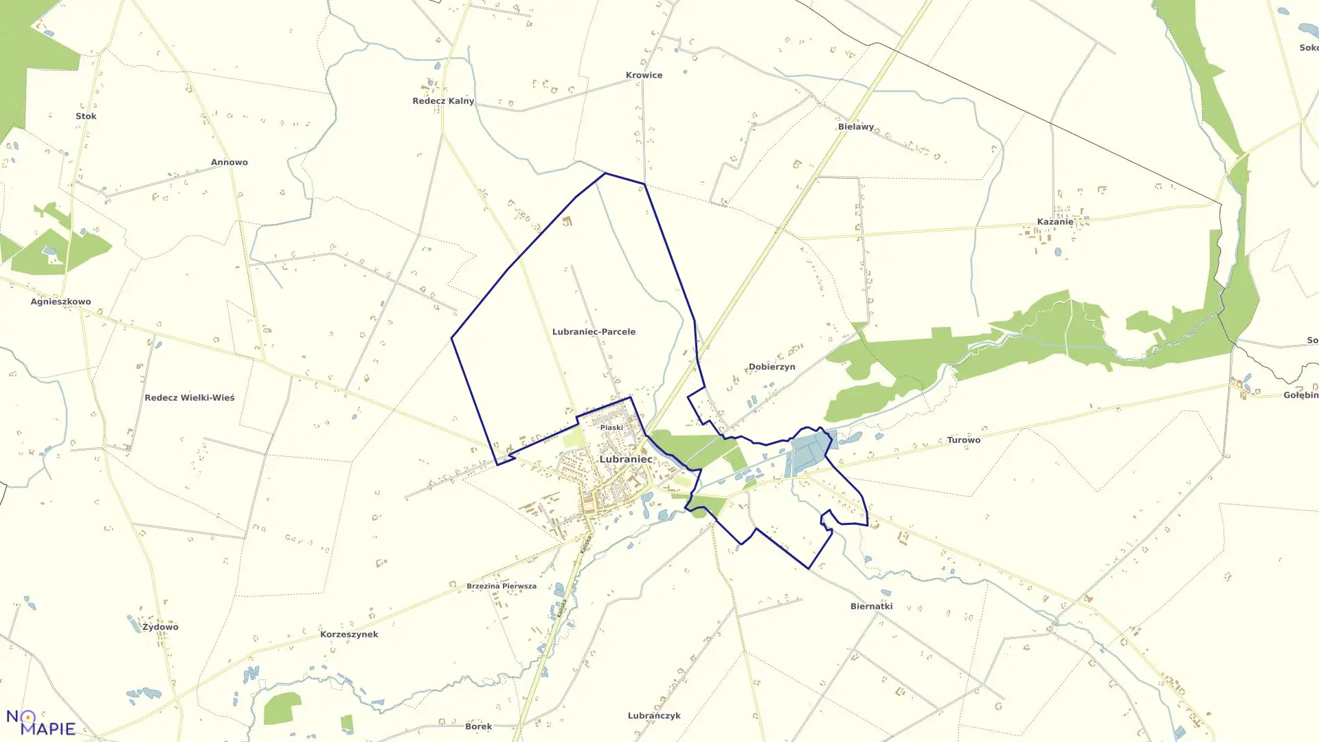 Mapa obrębu Lubraniec Parcele w gminie Lubraniec