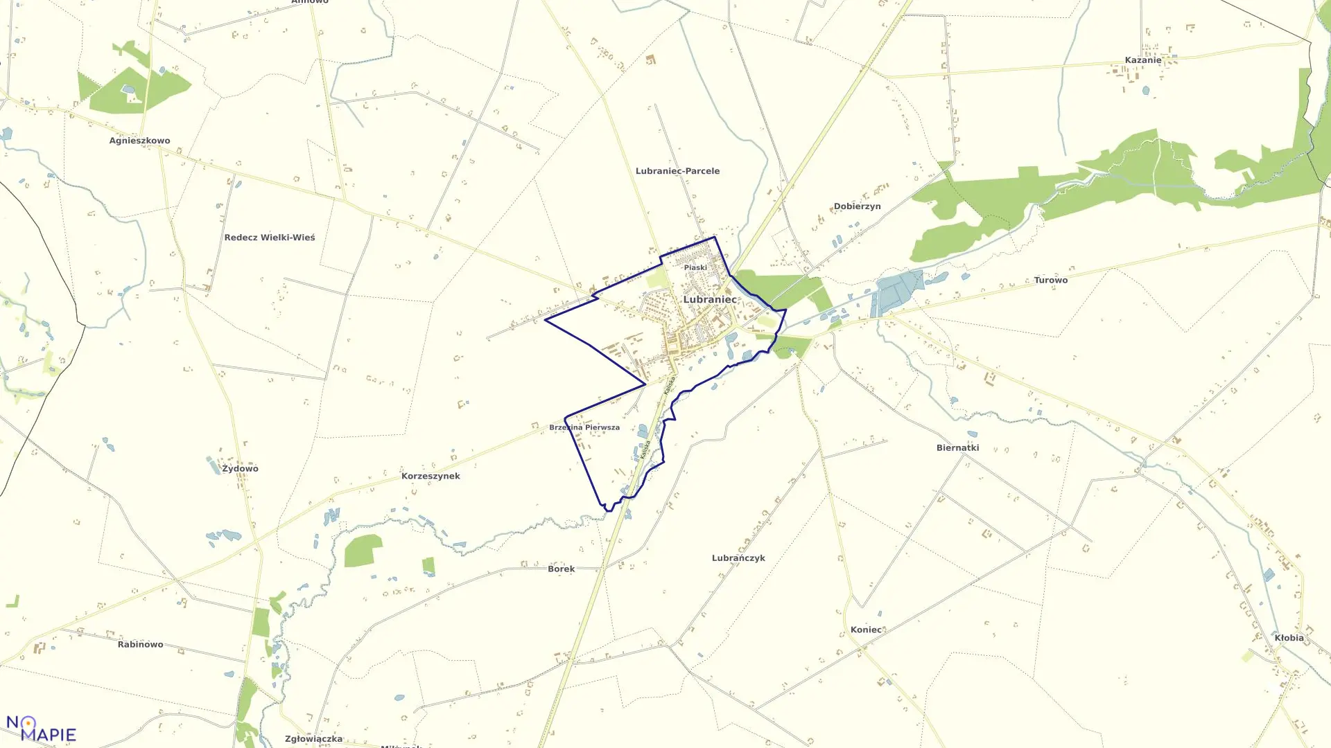 Mapa obrębu miasto Lubraniec w gminie Lubraniec