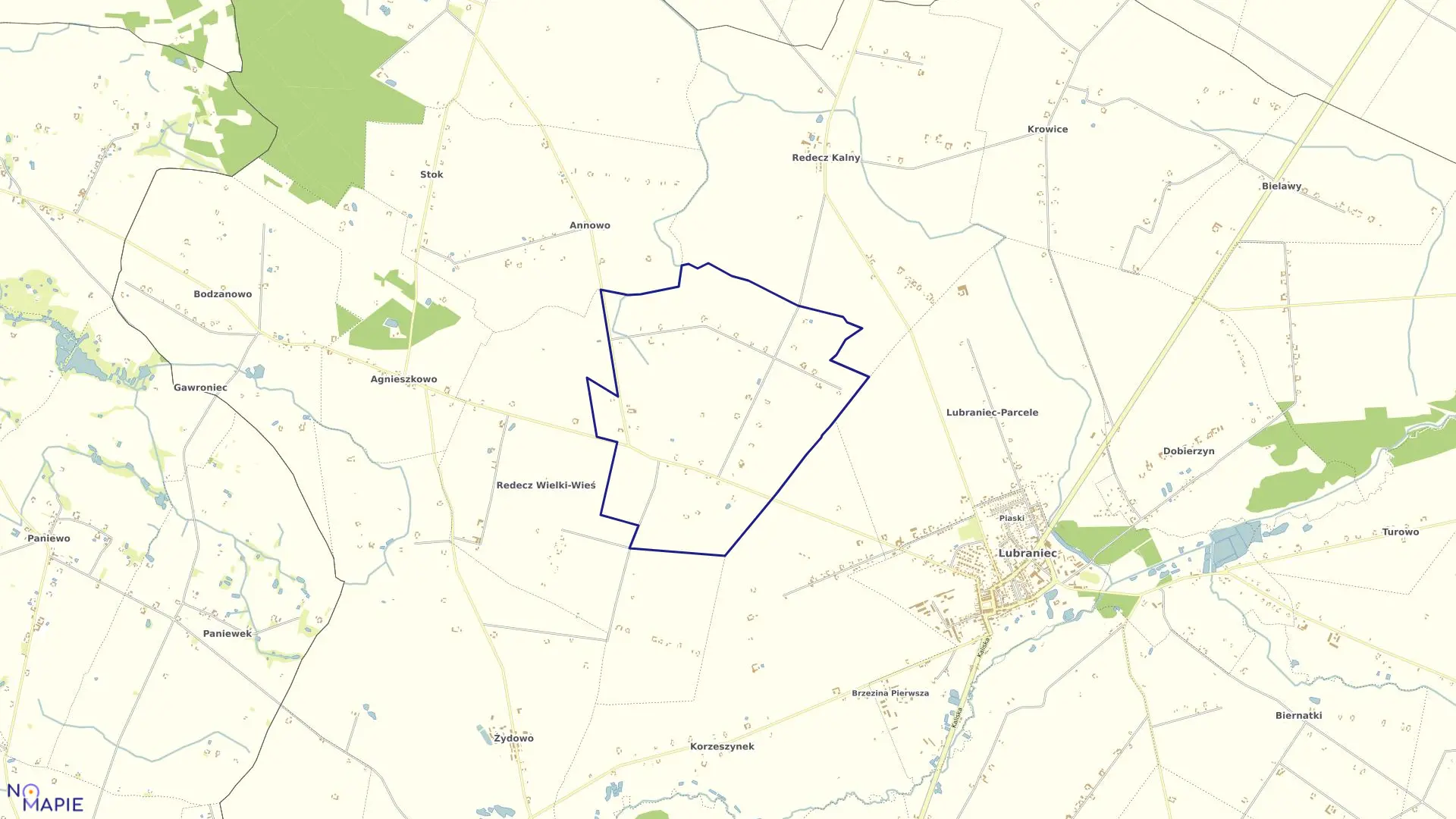 Mapa obrębu Redecz Wielki Parc. w gminie Lubraniec