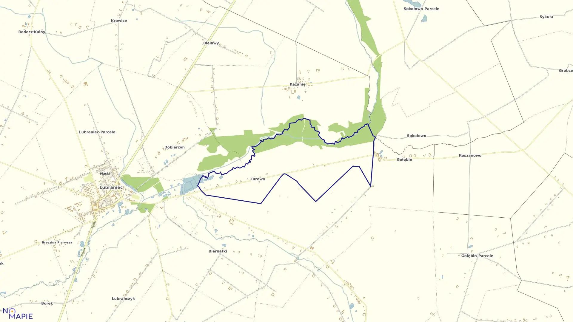 Mapa obrębu Turowo w gminie Lubraniec